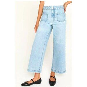 Unpublished "acid wash" Cropped Button Fly Jeans
